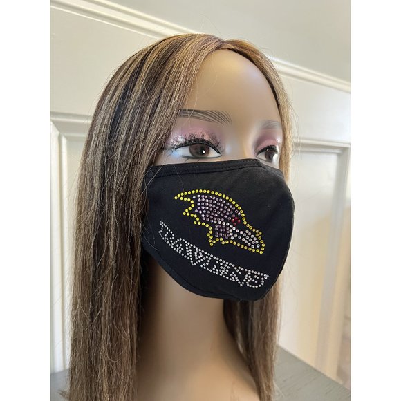 Baltimore Ravens Bling Rhinestone Face Mask Side Logo - Picture 1 of 13